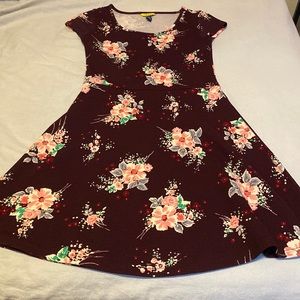 prince & fox burgundy floral midi dress S